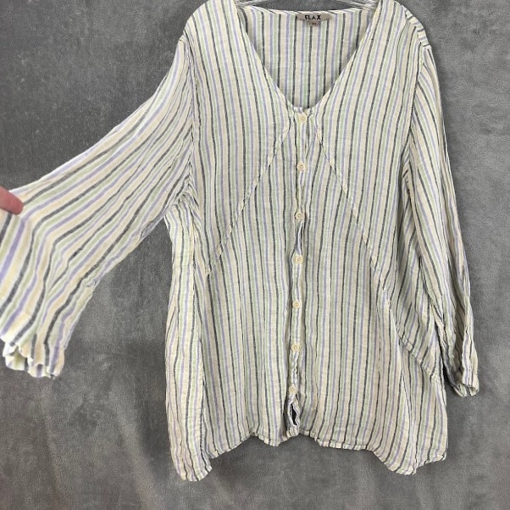 Flax Relaxed Tunic Top Womens 22/24 100% Linen Sustainable Boho Lagenlook